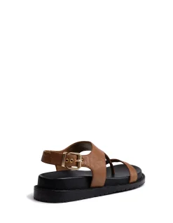 Anina Dark Cognac Leather Footbed Sandal