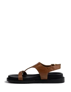 Anina Dark Cognac Leather Footbed Sandal