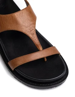 Anina Dark Cognac Leather Footbed Sandal