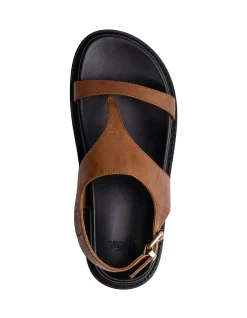 Anina Dark Cognac Leather Footbed Sandal