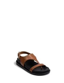 Anina Dark Cognac Leather Footbed Sandal