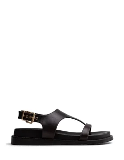 Anina Espresso Pebble Leather Footbed Sandal