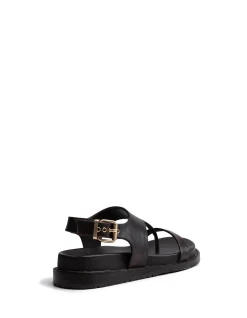 Anina Espresso Pebble Leather Footbed Sandal