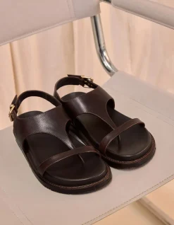 Anina Espresso Pebble Leather Footbed Sandal