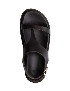 Anina Espresso Pebble Leather Footbed Sandal