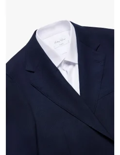 ARCHER HAND MADE BLAZER - WOOL IN NAVY BLUE SELF DESIGN