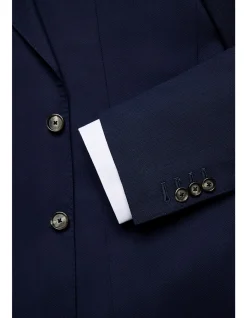 ARCHER HAND MADE BLAZER - WOOL IN NAVY BLUE SELF DESIGN