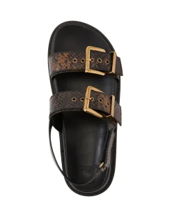 Archie Snake Emboss Leather Footbed Sandal