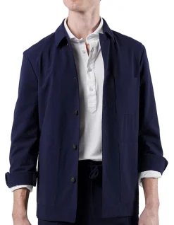 ARIENZO SHIRT JACKET - NAVY SEERSUCKER