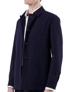 ARIENZO SHIRT JACKET - NAVY SEERSUCKER