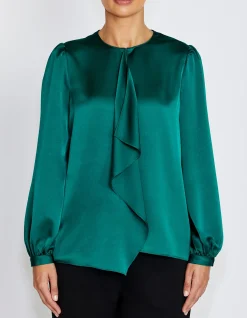 ARINA EVERGREEN DRAPE FRONT TOP