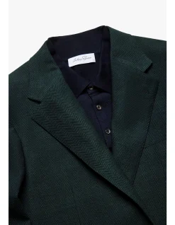 ARTHUR BLAZER - WOOL/ELASTANE IN DARK GREEN HERRINGBONE