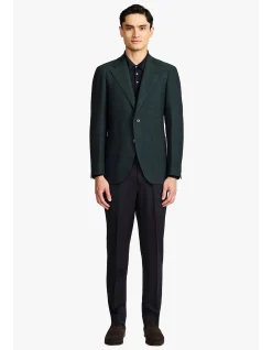ARTHUR BLAZER - WOOL/ELASTANE IN DARK GREEN HERRINGBONE