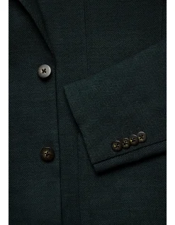 ARTHUR BLAZER - WOOL/ELASTANE IN DARK GREEN HERRINGBONE