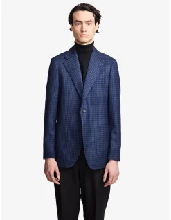 Arthur Super 110s Blue Check Slim Wool Blazer