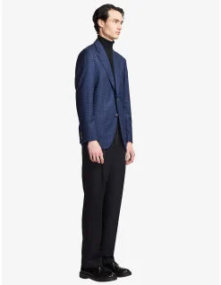 Arthur Super 110s Blue Check Slim Wool Blazer