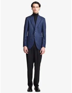 Arthur Super 110s Blue Check Slim Wool Blazer