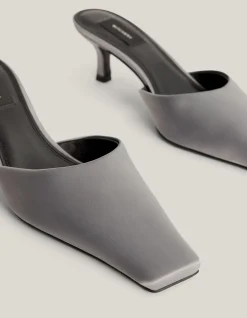 Ash Satin Mules