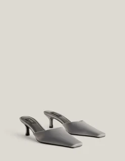 Ash Satin Mules