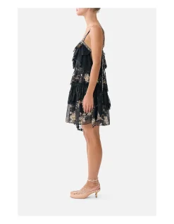 ASYMMETRIC SPLICED LACE MINI DRESS
