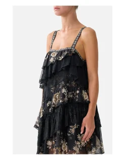 ASYMMETRIC SPLICED LACE MINI DRESS