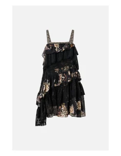 ASYMMETRIC SPLICED LACE MINI DRESS