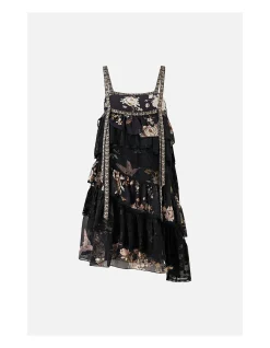 ASYMMETRIC SPLICED LACE MINI DRESS