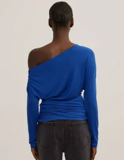 Asymmetric Draped Long Sleeve Top
