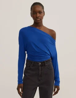 Asymmetric Draped Long Sleeve Top