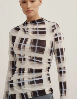 Asymmetric Mesh Long Sleeve Top