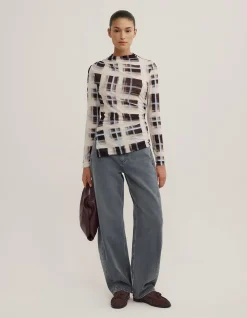 Asymmetric Mesh Long Sleeve Top