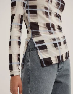 Asymmetric Mesh Long Sleeve Top