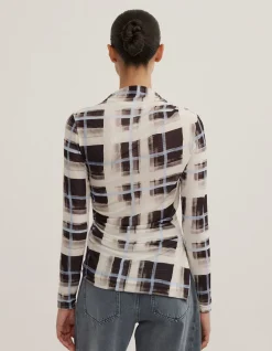 Asymmetric Mesh Long Sleeve Top