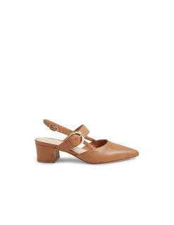 Atten Pointed Block Heel Slingback Pumps