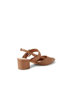 Atten Pointed Block Heel Slingback Pumps