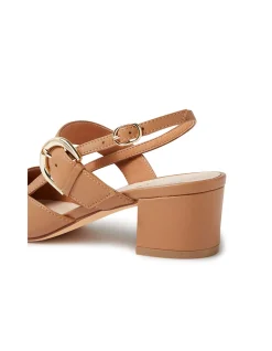 Atten Pointed Block Heel Slingback Pumps