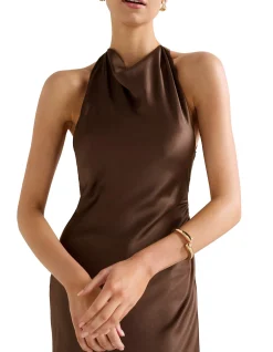 AUDREY SATIN BACKLESS MAXI DESS