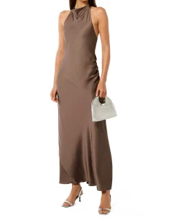 AUDREY SATIN BACKLESS MAXI DESS