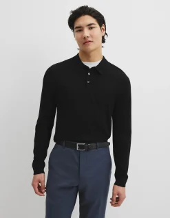 Australian Merino Long Sleeve Am Button Polo Knit