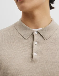 Australian Merino Long Sleeve Am Button Polo Knit