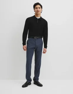 Australian Merino Long Sleeve Am Button Polo Knit