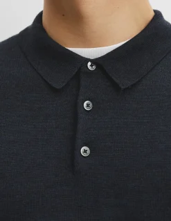 Australian Merino Long Sleeve Am Button Polo Knit