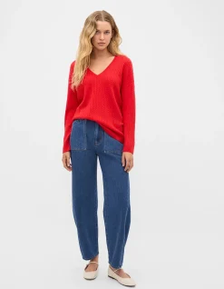 AUSTRALIAN MERINO V NECK CABLE KNIT