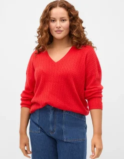 AUSTRALIAN MERINO V NECK CABLE KNIT