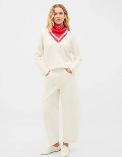 AUSTRALIAN MERINO V NECK CABLE KNIT