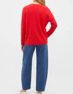 AUSTRALIAN MERINO V NECK CABLE KNIT
