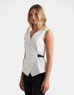 AVA BELTED WRAP TOP
