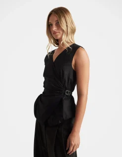 AVA BELTED WRAP TOP