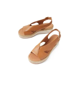 Axus Cross Strap Leather Platform Sandals
