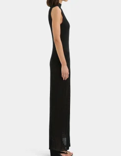 Azario Sheer Stripe Column Dress